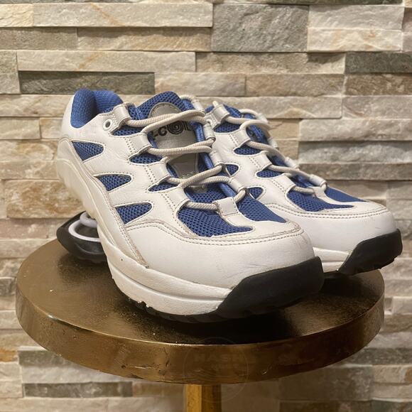 Z-Coil Shoes - Z-Coil Freedom Classic Coil White Blue Leather Mesh Walking Shoes | 8 MSRP $260